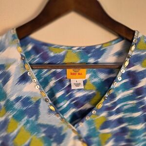 Ruby Rd Woman Ruby Rd. | Tops | Ruby Rd Cotton Faux Wrap Top Women Large Blue Ikat ...